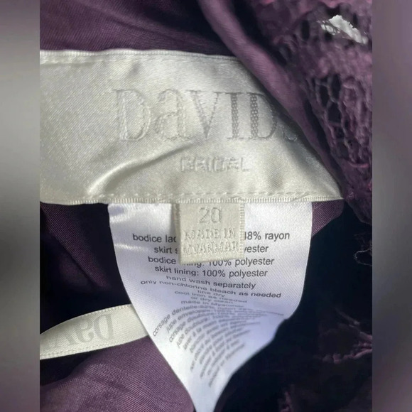 Plum Bridesmaids Purple Dress w/ Lace Bodice David’s Bridal Plus Size 20 EUC 074 - Picture 9 of 13